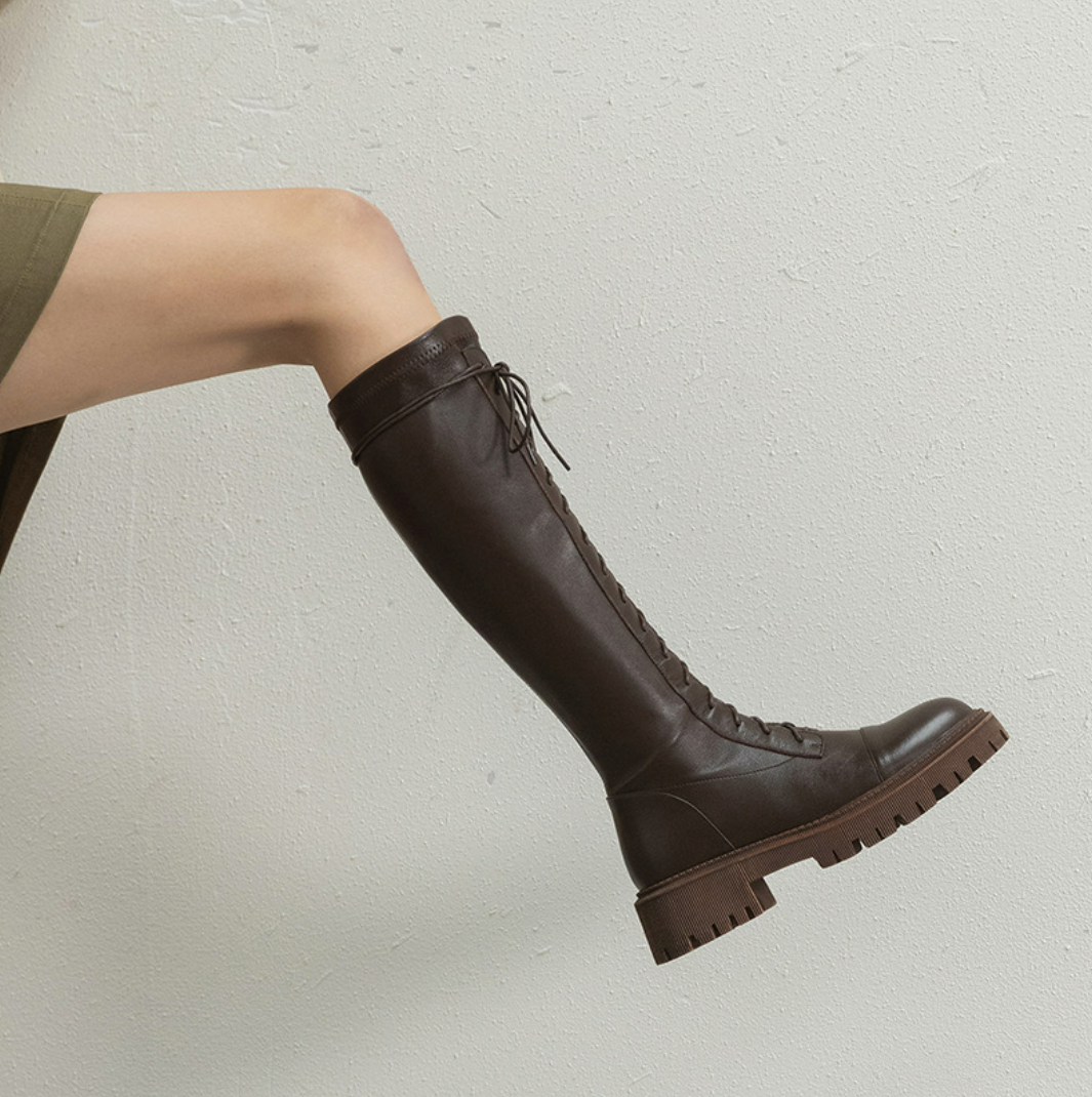 Leather lace up boots