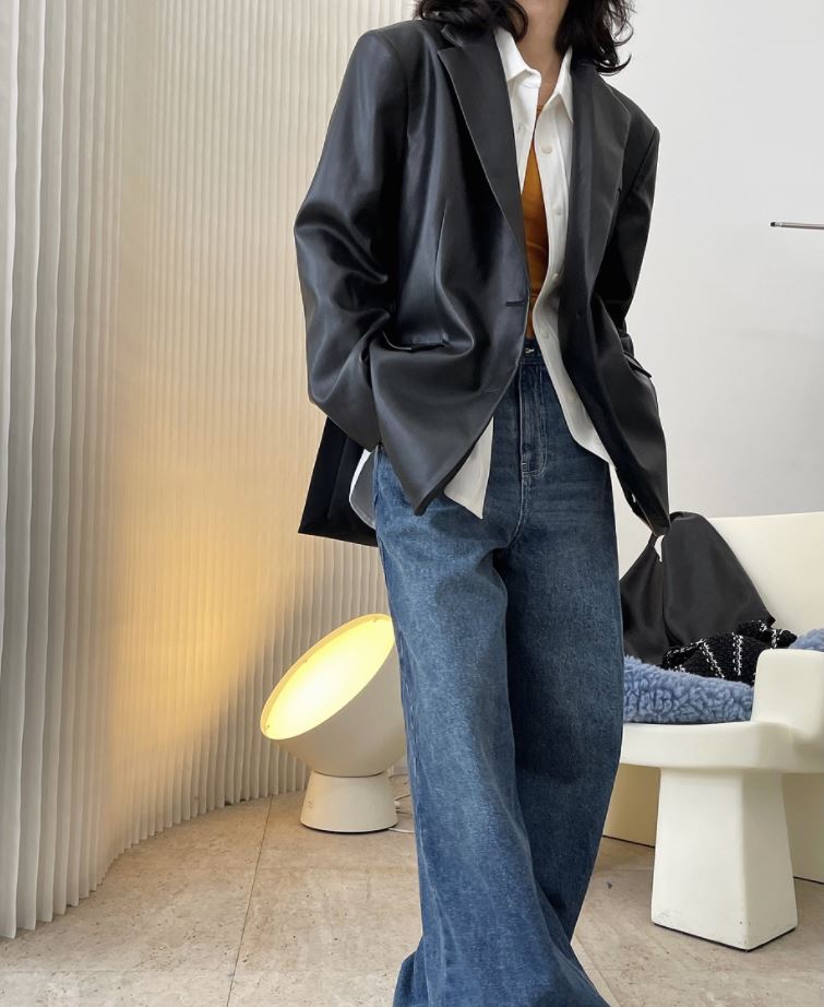 Solid vegan leather jacket 