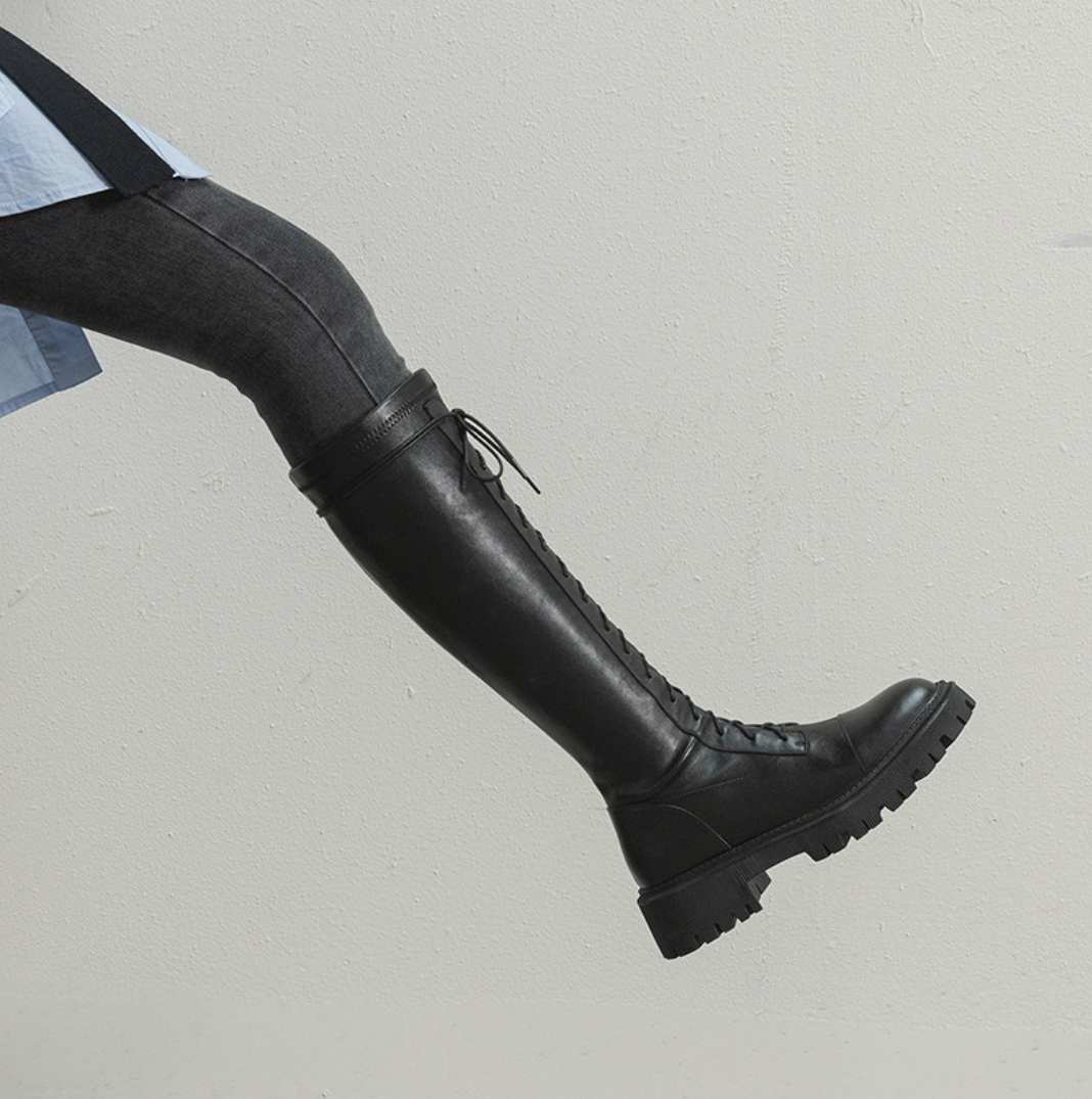 Leather lace up boots