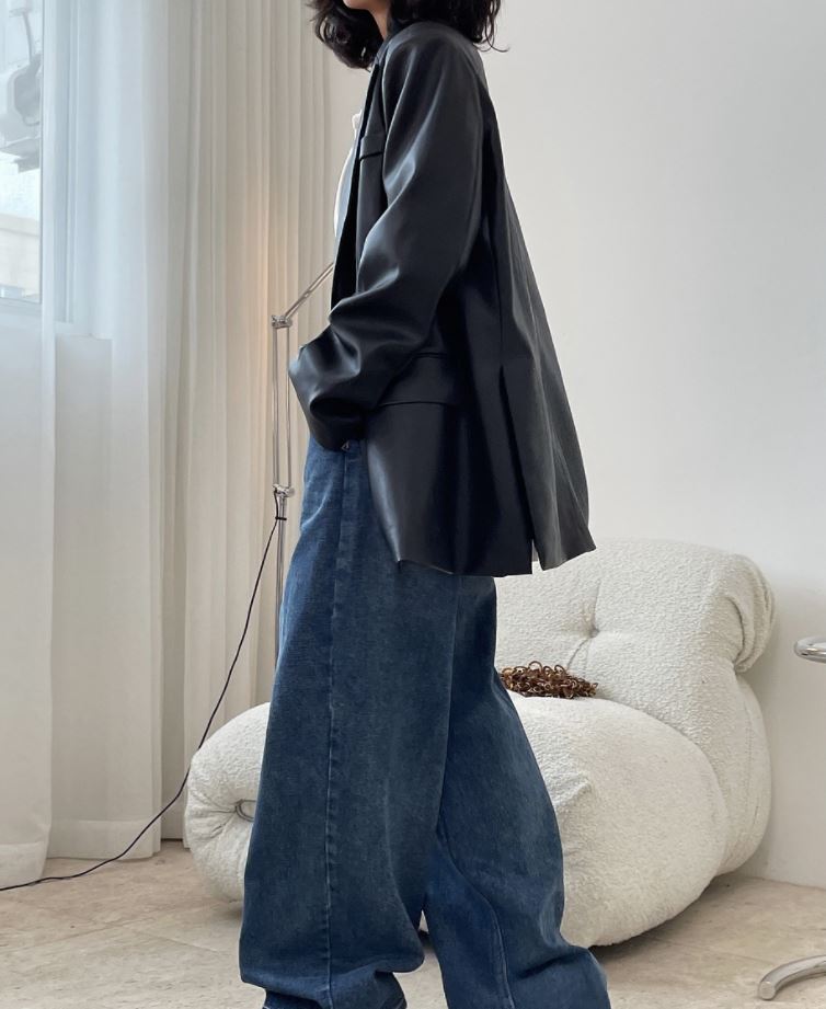 Solid vegan leather jacket 