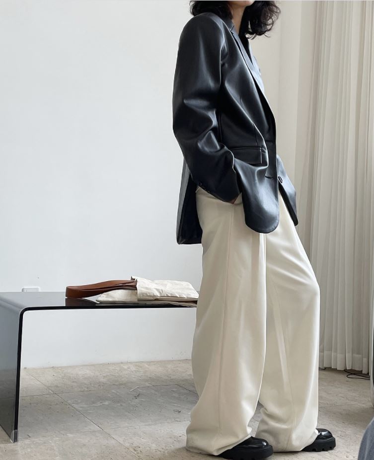 Solid vegan leather jacket 