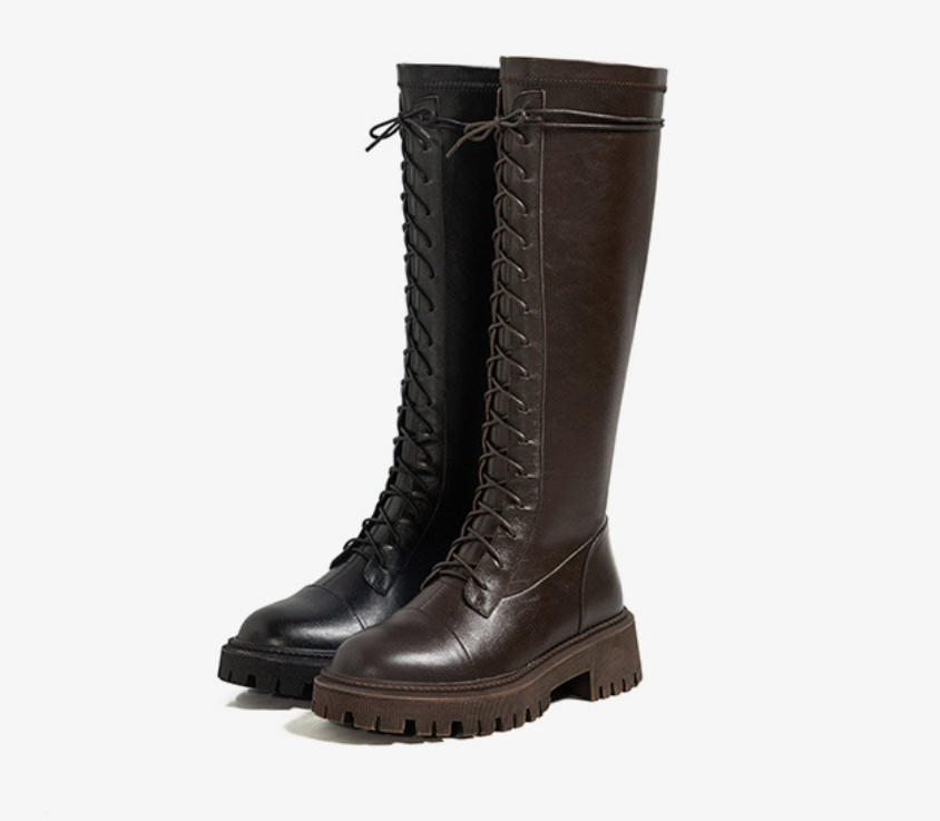 Leather lace up boots