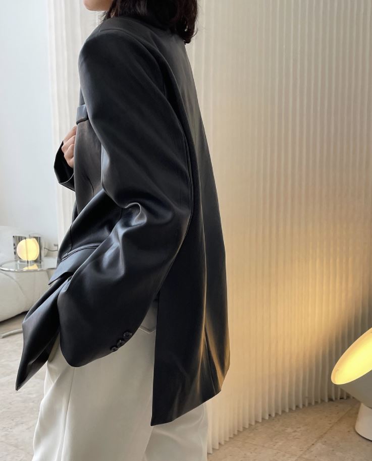 Solid vegan leather jacket 