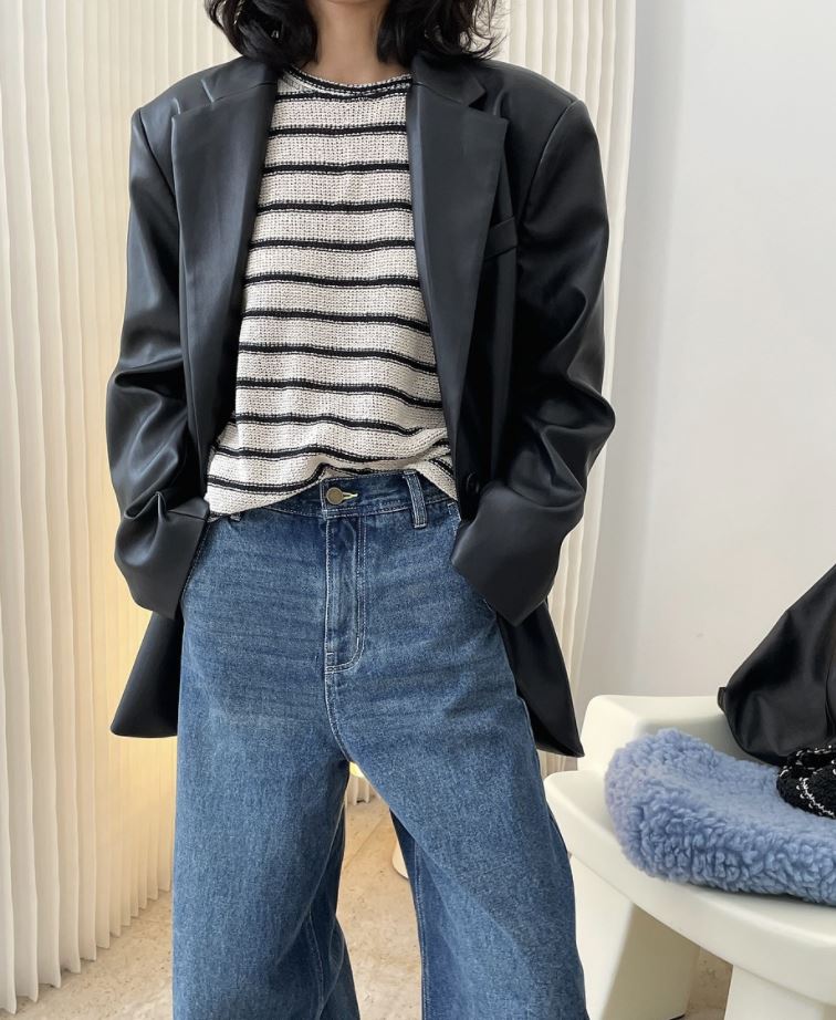 Solid vegan leather jacket 