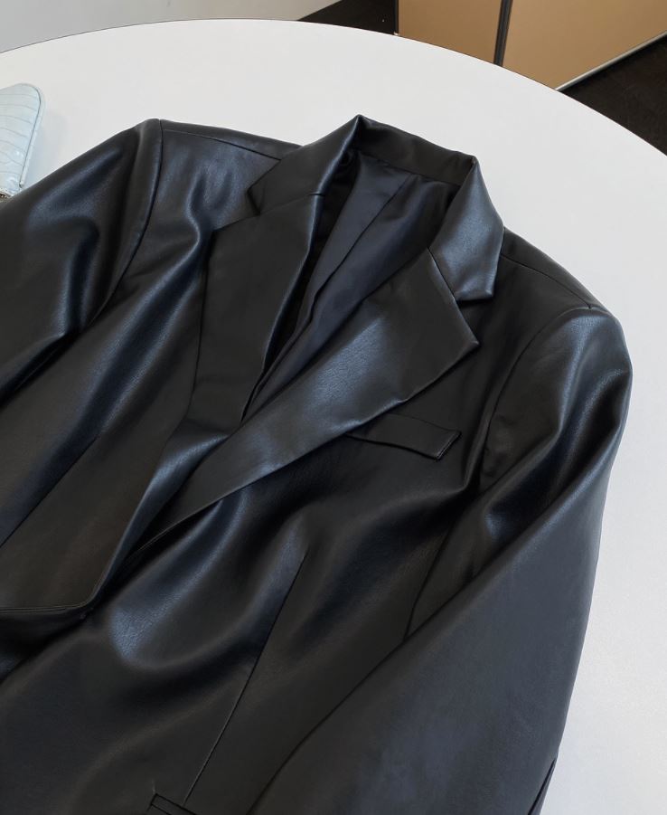 Solid vegan leather jacket 