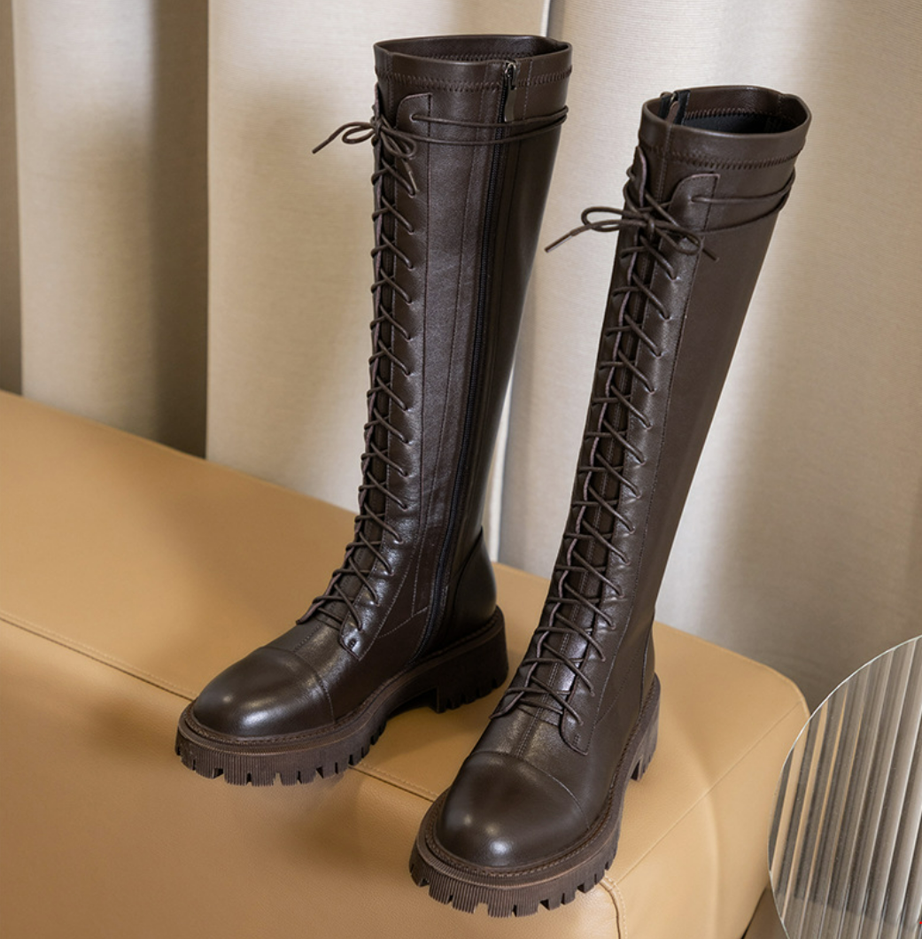 Leather lace up boots