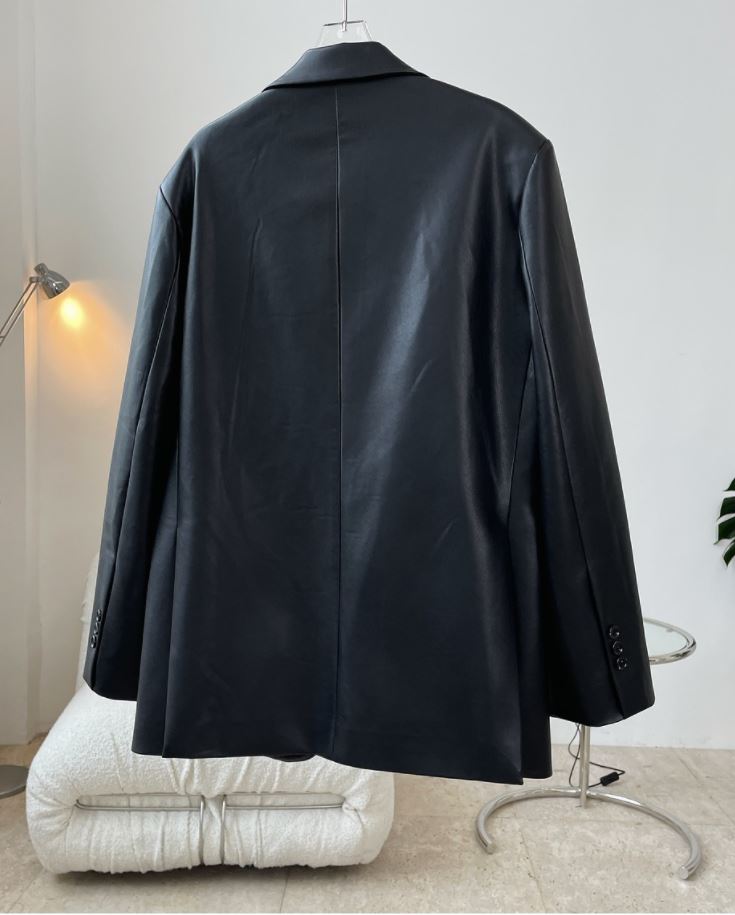 Solid vegan leather jacket 