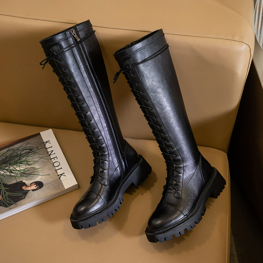 Leather lace up boots