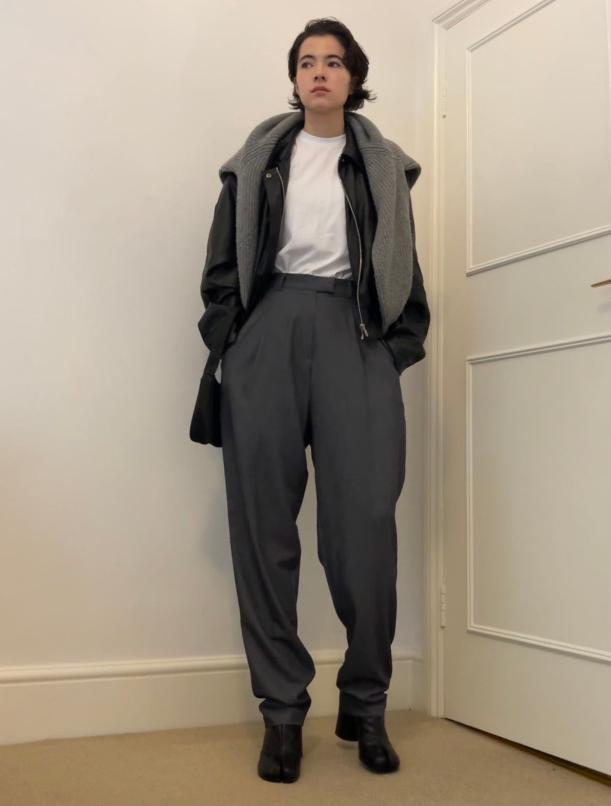Gray tailored pants