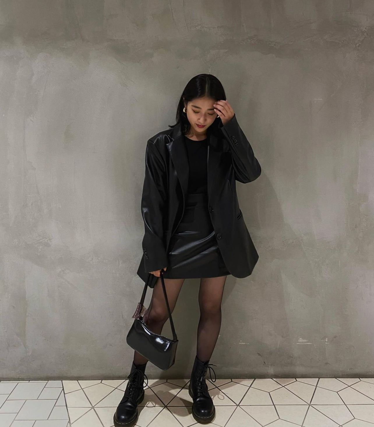 Solid vegan leather jacket 